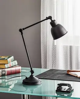 Stolové lampy na písací stôl Euluna Stolná lampa Emoti, čierna, výška 45 cm, nastaviteľná