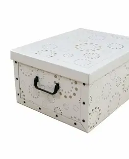 Úložné boxy Compactor Skladacia úložná krabica Compactor Ring - kartón box 50 x 40 x 25 cm, biela