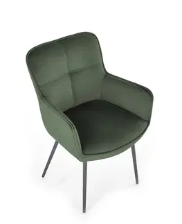 Jedálenské stoličky HALMAR K463 jedálenské kreslo tmavozelená / čierna