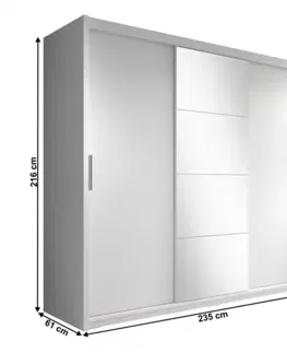 Šatníkové skrine Skriňa s posuvnými dverami, biela, 235x216, CHIARA