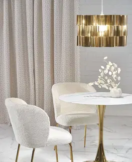 Jedálenské stoly HALMAR Casemiro okrúhly jedálenský stôl biely mramor / zlatá