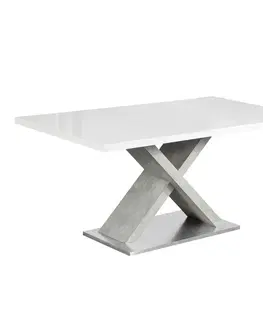 Jedálenské stoly KONDELA Farnel 160 jedálenský stôl biely lesk / betón