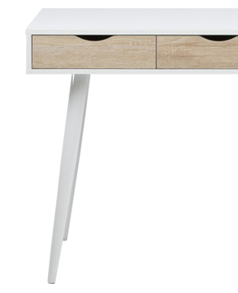 Písacie stoly Dkton Dizajnový písací stôl Nature 110 cm, biely dub