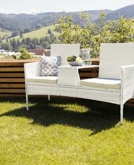 Záhradné zostavy Záhradná lavica so stolíkom, biela, LALIT TYP 2