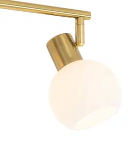 Bodove svetla Stropné bodové svietidlo zlaté s opálovým sklom 4-svetlo nastaviteľné - Anouk
