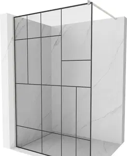 Sprchové dvere MEXEN/S - Kyoto Sprchová zástena WALK-IN 110 x 200, čierny vzor 8 mm, nikel kefovaná 800-110-101-97-78