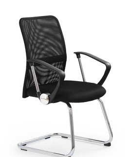 Kancelárske stoličky HALMAR Vire Skid kancelárska stolička s podrúčkami čierna