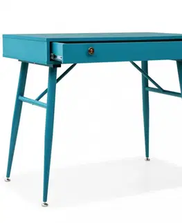 Pracovňa Písací stôl so zásuvkou 90x50 cm tyrkysová Dekorhome