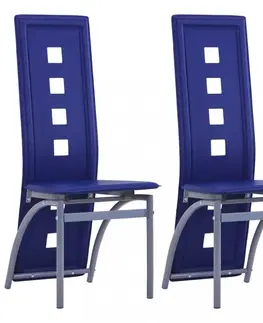 Jedálenské stoličky a kreslá Jedálenská stolička 2 ks umelá koža Dekorhome Modrá