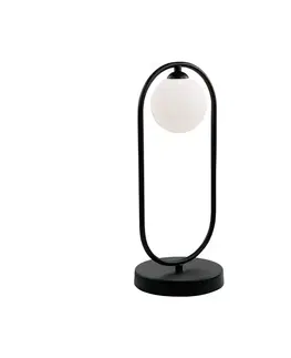Stolové lampy Viokef Stolová lampa Fancy so skleneným tienidlom, čierna