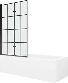 Sprchové dvere MEXEN/S - Vega obdĺžniková vaňa 160 x 70 cm s panelom + vaňová zástena 100 cm, čierna vzor 550116070X9210027077