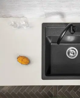 Kuchynské drezy SAPHO SAPHO - Granitový vstavaný mono drez, 53x50cm, čierny GR1034