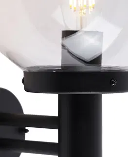 Vonkajsie nastenne svietidla Vonkajšie nástenné svietidlo čierne s plastom nerezová oceľ IP44 - Sfera