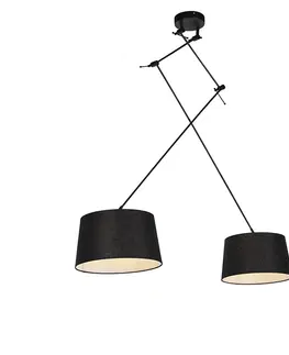 Zavesne lampy Závesná lampa s ľanovými odtieňmi čierna 35 cm - Blitz II čierna
