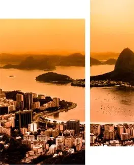 Hodiny 3-dielny obraz s hodinami, IRREGULAR RIO