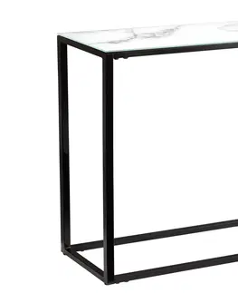 Konferenčné stolíky LuxD Dizajnová konzola Latrisha 110 cm biela - vzor mramor