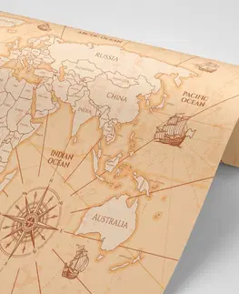 Tapety mapy Tapeta mapa sveta s loďkami