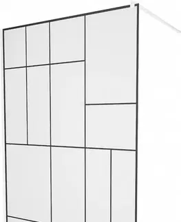 Sprchové dvere MEXEN/S - KIOTO Sprchová zástena WALK-IN 70 x 200, transparent/čierny vzor 8 mm, biela 800-070-101-20-78