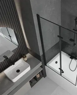 Sprchové dvere MEXEN/S - Cubik obdĺžniková vaňa 160 x 70 cm s panelom + vaňová zástena 100 cm, čierna vzor 550316070X9210027070