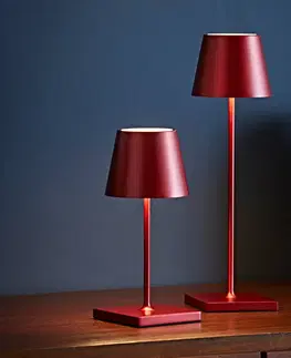 Vonkajšie osvetlenie terasy Sigor LED lampa Nuindie mini s batériou 25 cm červená