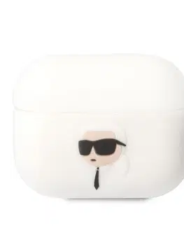 Slúchadlá Karl Lagerfeld 3D Logo NFT Karl Head silikónový obal pre Apple AirPods Pro, biely