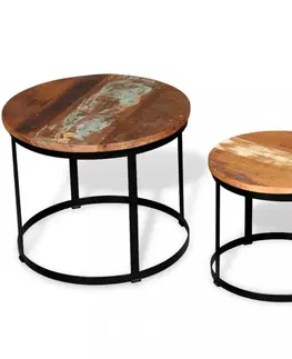 Konferenčné stolíky Konferenčný stolík 2 ks drevo / kov Dekorhome Recyklované drevo