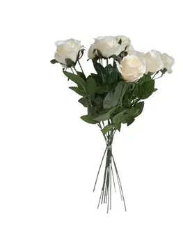 Kvety Umelá kytica Ruží biela, 67 cm, 12 ks