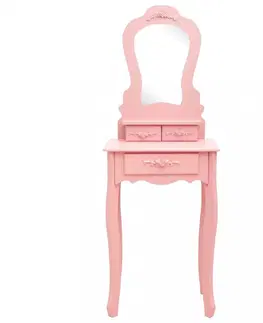 Toaletné Toaletný stolík s taburetom Dekorhome Ružová