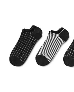Socks Krátke ponožky, 3 páry, čierno-biele