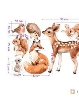 Nálepky na stenu Nálepky na stenu lesné zvieratká - Líška, srnka, veverička