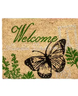 Koberce a koberčeky Home Elements Kokosová rohožka Welcome motýľ, 40 x 60 cm