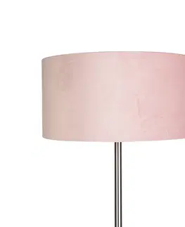 Stojace lampy Stojacia lampa oceľová s ružovým tienidlom 50 cm - Simplo