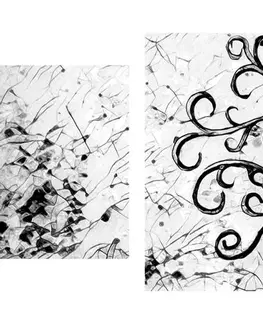 Čiernobiele obrazy 5-dielny obraz symbol stromu života v čiernobielom prevedení