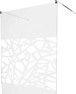 Sprchové dvere MEXEN/S - KIOTO samostatne stojaca sprchová zástena 110 x 200, transparent/biela vzor 8 mm, chróm 800-110-002-01-85