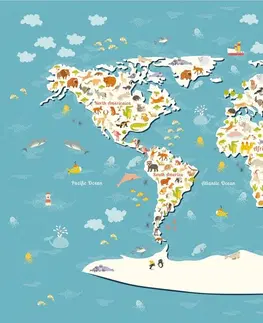Samolepiace tapety Samolepiaca tapeta detská mapa so zvieratkami