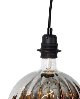 Zavesne lampy Závesná lampa čierna 5 svietidiel vrátane LED dymovej stmievateľnej - Cava Luxe