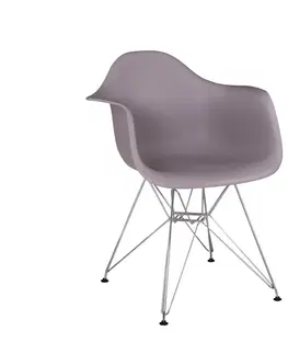 Jedálenské stoličky KONDELA Feman 2 New jedálenská stolička teplá sivá / chróm