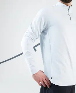 bedminton Pánska tenisová mikina Thermic s dlhým rukávom 1/2 zips svetlosivá