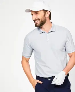 dresy Pánska golfová polokošeľa s krátkym rukávom WW500 sivá
