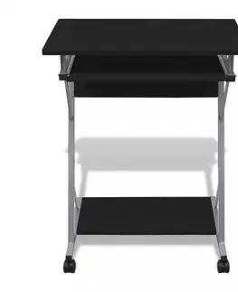 Pracovné stoly Počítačový stôl na kolieskach Dekorhome Čierna