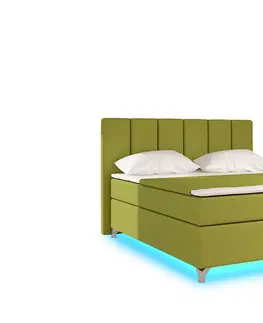 Postele NABBI Barino 140 čalúnená manželská posteľ s úložným priestorom zelená