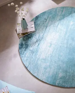 Koberce LuxD Dizajnový okrúhly koberec Rowan 150 cm tyrkysovo-béžový