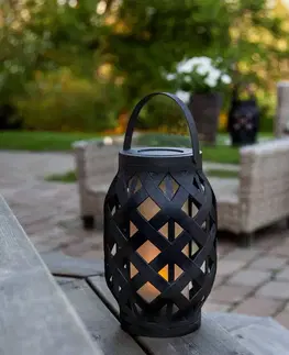 Vonkajšie dekoratívne svietidlá STAR TRADING LED lampáš Flame Lantern, čierna, 23 cm