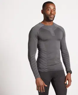 mikiny Pánske zimné bežecké tričko Skincare s dlhým rukávom priedušné sivé