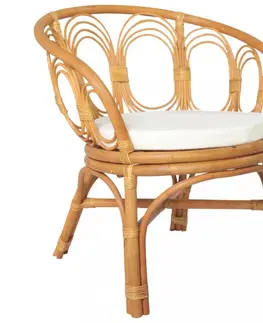 Zahradné stoličky Jedálenská stolička prírodný ratan / plátno Dekorhome Hnedá
