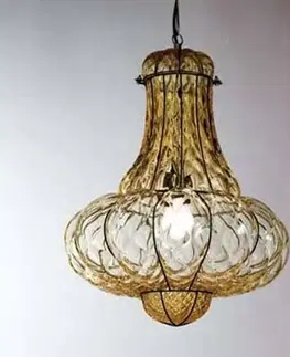 Závesné svietidlá Siru Ručne vyrobená závesná lampa DOGE jantár 41 cm