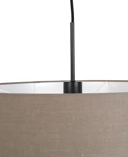 Zavesne lampy Vidiecka závesná lampa čierna s hnedým odtieňom 50 cm - Combi 1