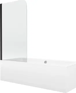 Sprchové dvere MEXEN/S - Cube obdĺžniková vaňa 180 x 80 cm s panelom + vaňová zástena 70 cm, transparent, čierna 550518080X9007017000