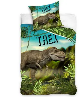 Obliečky BedTex Bavlnené obliečky T-Rex v pralese, 140 x 200 cm, 70 x 90 cm 