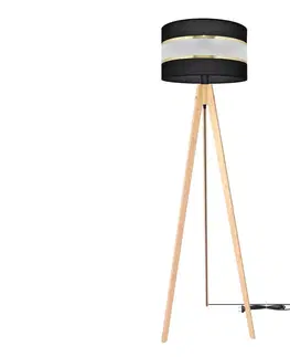Lampy  Stojacia lampa HELEN 1xE27/60W/230V čierna/zlatá/borovica 